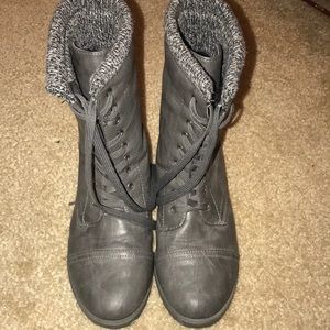Grey combat boots